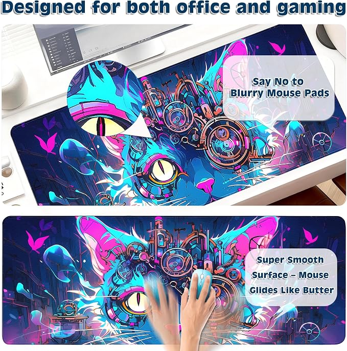 Gaming Mouse Pad, Desk Mat for Keyboard and Mouse, Large Mouse Pad for Desk, Computer Mousepad