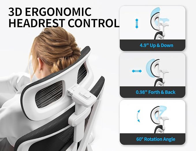 Ergonomic Office Chair: Mesh Desk Chair Comfy with Headrest& Lumbar Support | Ergalithic Big and Tall Office Chairs with Wheels & Flip-Up Arms-Computer Gaming Chairs for Adults Home Office (White Black)