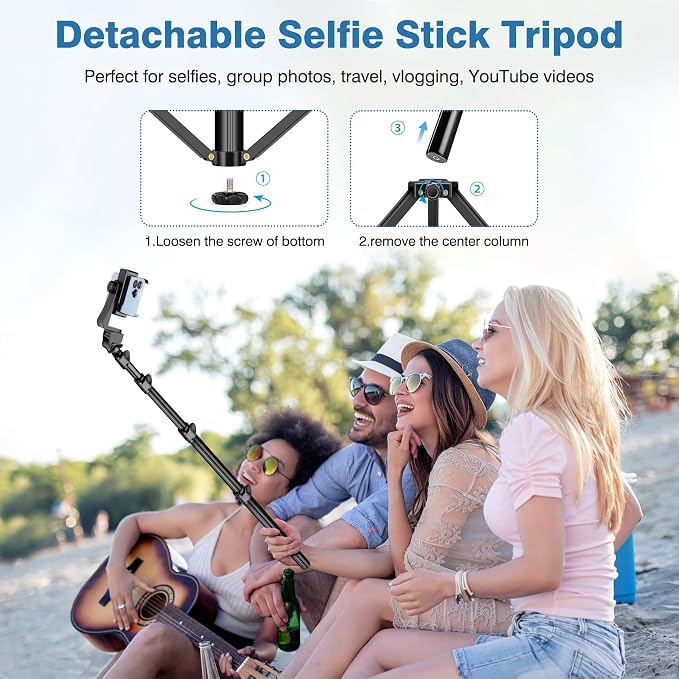 70" Phone Tripod with Remote & Holder, Portable Cell Phone Stand | Selfie Stick for Video Recording, Compatible with iPhone 14/13 Pro Max/Android/Camera