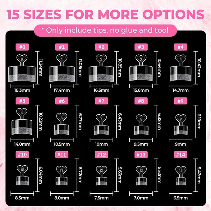 UNA GELLA Half Cover Square Toe Nail Tips For Big Wider Toe, 510Pcs 15Sizes Soft Gel Pre-etched Fake Toenails Press On Nails For Nail Extensions Home DIY Nail Salon