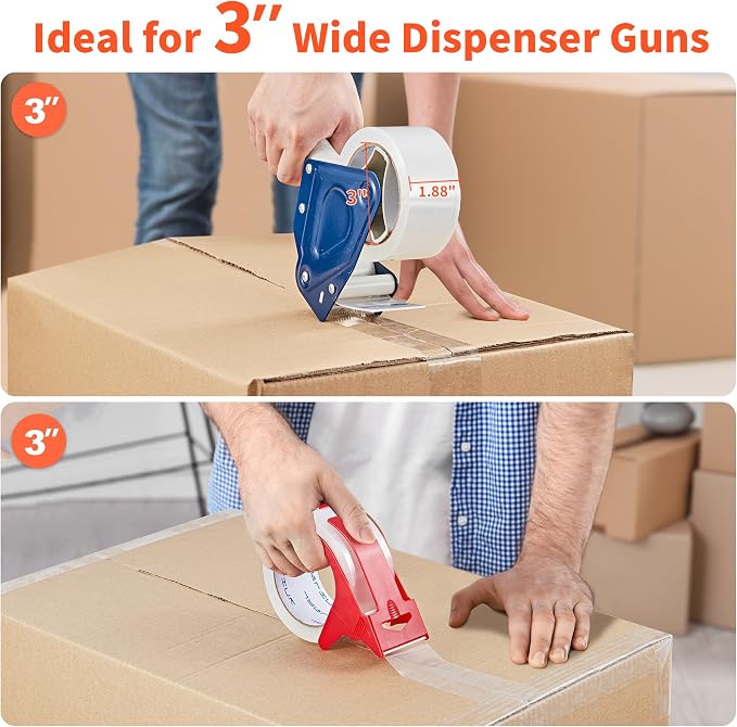 JARLINK 12 Rolls Clear Packing Tape with 2 Dispensers for Shipping | 2.7mil Thick, 1.88 Inches Wide, 55 Yards per Roll, Total 660 Yards, Comes with 2 Tape Dispensers