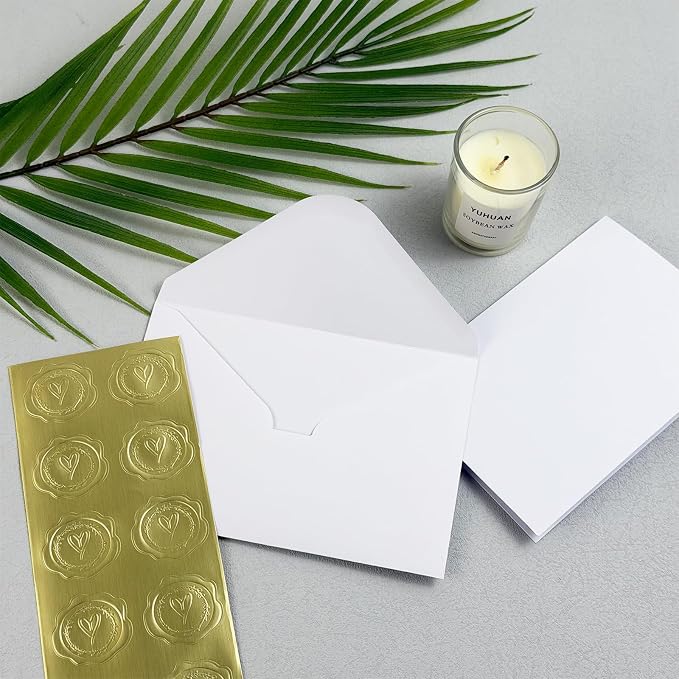 50 PCS White A4 Envelopes for Invitation, 4x6 Envelopes for Greeting Cards | Great for Invitations, Photos, Wedding Invitation, Birthday, Baby Shower, Graduation