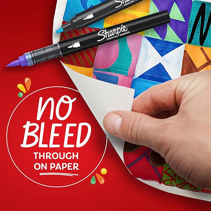 Sharpie Creative Markers, Combo Pack, Water-Based Acrylic, Bullet & Brush Tips, Assorted Colors Including Earth Tones, 24 Count - Works on Paper, Metal, Wood, Ceramic, Glass, Rock, Canvas