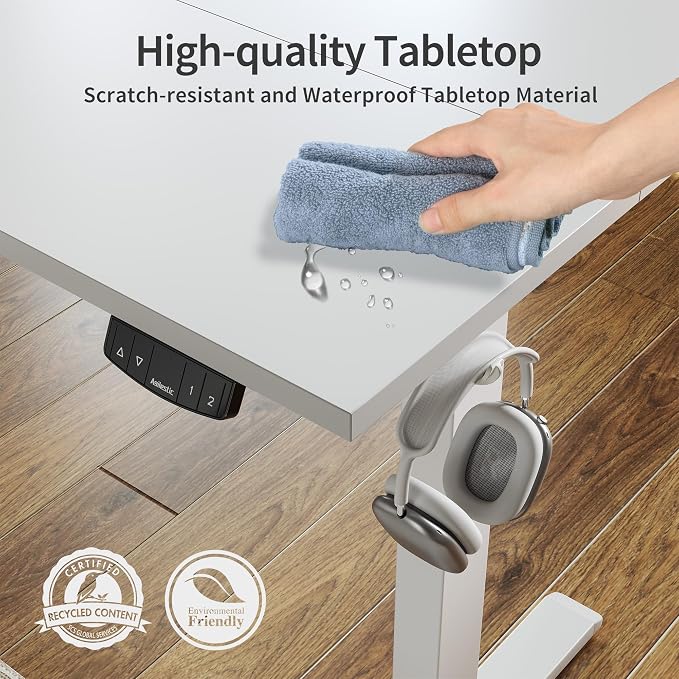 Agilestic 60 * 24 Inch Height Adjustable Electric Standing Desk, White | Sit Stand Up Computer Desk, Memory Presets, Stable Steel Frame,154 lbs, Easy Assembly, Splice Board, Home Office, Studying