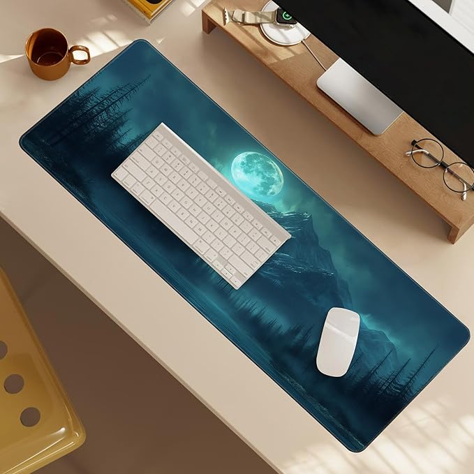 Fog Forest Mouse Pad Gaming Mousepad Non-Slip Rubber Base Keyboard Pad Desk Mat for Home Office, 31.5 x 11.8 in