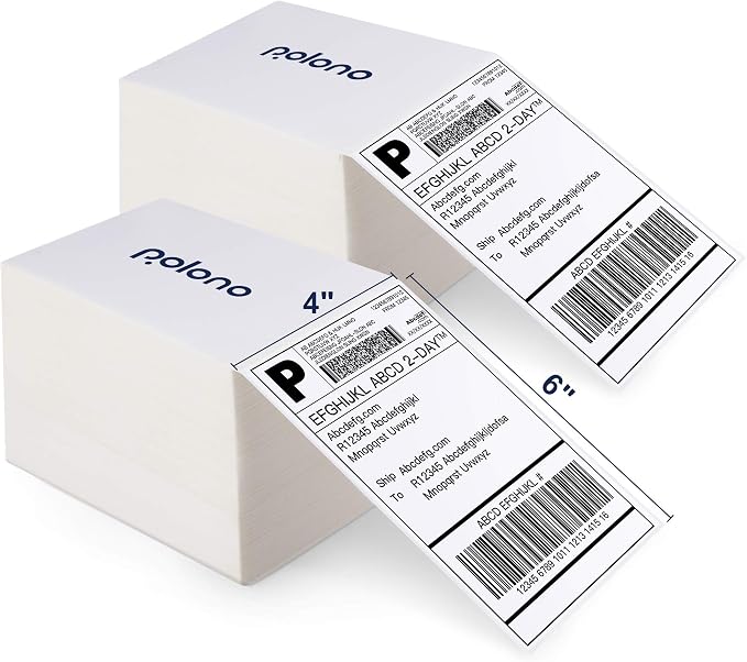 POLONO 4x6 Thermal Labels Fanfold, 1000 Shipping Labels for Label Printer | Commercial Grade, No BPA or BPS, Print Clear and Sharp, Direct Thermal Shipping Labels Compatible with Thermal Printer