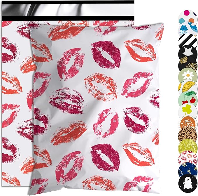 Poly Mailer 12x15.5 Inch 50 Pcs, Waterproof and Tear-Resistant Shipping Bags for Clothing, Strong Mailing Bags with Self-Seal, Cute Packaging Bags for Small Business - Lipstick