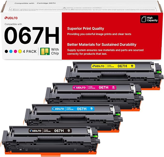 067H Toner Cartridge Set - High Yield Replacement for Canon 067 067H, for Canon MF654Cdw Toner Cartridges, for Color ImageCLASS MF656Cdw MF654Cdw LBP632Cdw LBP633Cdw MF653Cdw Printer Ink (4-Pack) | Compatible for Color ImageCLASS MF656Cdw MF654Cdw LBP6...