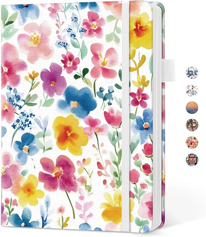 Taja Pretty Dotted Journal for Women, Aesthetic Cute Hardcover Leather Journal for Writing, A5 Journaling Notebook for Work & Sketch, Perfect for Office School Home, 160 Pages, Bloom Floral