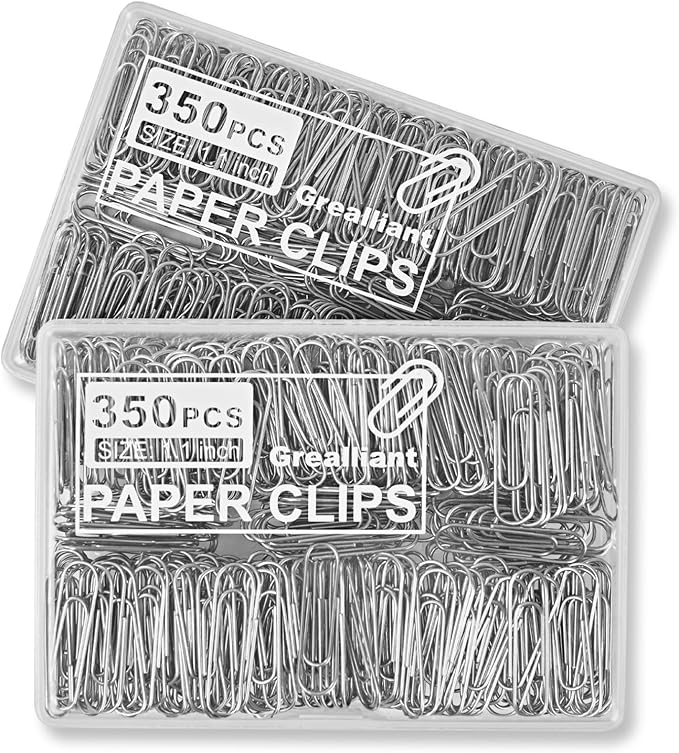 700 PCS Paper Clips, Small Paper Clips for Paperwork, 2 Boxes of 350 PCS Each, Sturdy and Upgraded Plastic Boxes Well Packed, Easy to Use in Office, School and Home