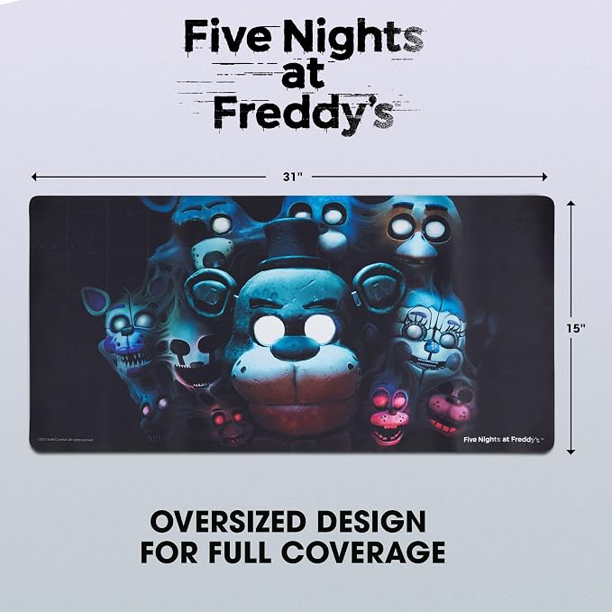 Five Nights at Freddy's Large Gaming Mouse Pad 31"x15" XL Computer Desk Mat | Five Nights at Freddy's anime gaming mouse pad, Oversized 31x15in , smooth fabric top, stitched edges, non-slip rubber base.