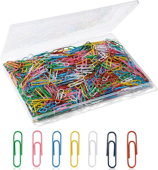 Paper Clips, 600Pcs Medium Paperclips for Office School & Personal Use, Daily DIY, 1-2/7" Colored Heavy Duty Ideal for Bookmark