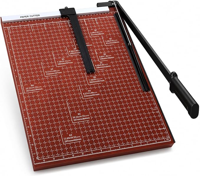 18-Inch Guillotine Paper Cutter with Safety Lock | Professional paper trimmer for cardstock, photos, labels, invitations, and office documents with precise, clean cuts.