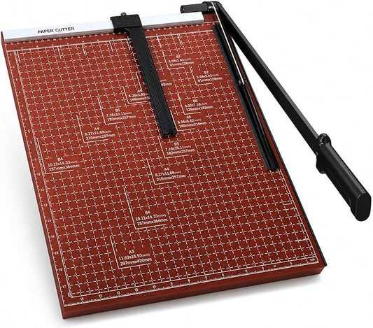 18-Inch Guillotine Paper Cutter with Safety Lock | Professional paper trimmer for cardstock, photos, labels, invitations, and office documents with precise, clean cuts.