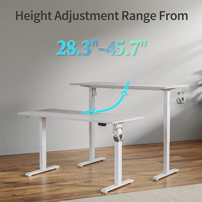 Agilestic 55 * 24 Inch Height Adjustable Electric Standing Desk, White | Sit Stand Up Computer Desk, Memory Presets, Stable Steel Frame,154 lbs, Easy Assembly, Splice Board, Home Office, Studying