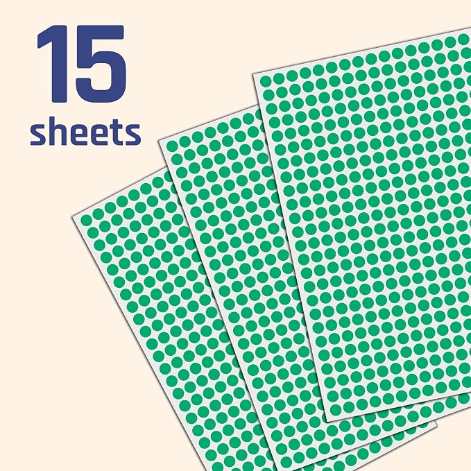 6000 Pack - 1/4" Small Dot Stickers Round Labels - Green