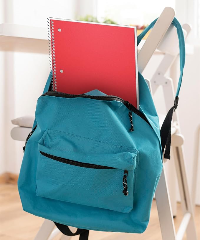 Dunwell 1 Subject Spiral Notebook (Red), Plastic Cover, 100 Sheets (200 Pages) 8x10.5 Paper, Wide Ruled for Easy Writing, 3-Hole Punched Perforated Pages, Poly Pocket Dividers | 100 Sheets (200 Pages), Wide Ruled Paper, Poly Pocket Dividers, 3-Hole Pun...