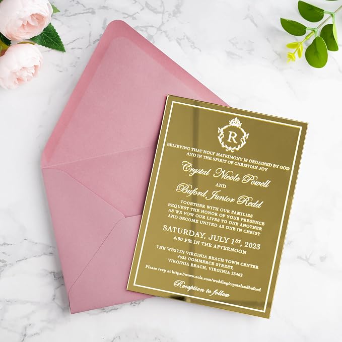 PONATIA 50 PCS/Pack A7 Envelopes, Euro Flap 5x7 Envelopes for Wedding Invitations, Greeting Cards, Acrylic Invitations, Photos, Postcards, Christmas Mailing 5.25 x 7.25 inches (Dusty Rose)