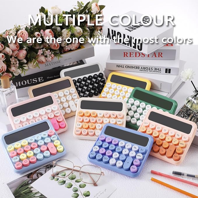 VEWINGL Mechanical Keyboard Calculator, 12 Digit LCD, Big Buttons | 5-Inch Display with Large Round Keys and 15° Tilt for Office, School, Home, and Everyday Use