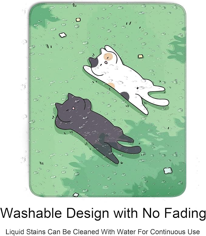 Cute Cat Square Mouse Pad,Black and White Cats Mouse Pads for Wireless Mouse Desk Accessories,10"X8"Travel Mousepad with Non-Slip Rubber Base, Stitched Edge Mouse Pads for Desk,Computers,Laptop,Office