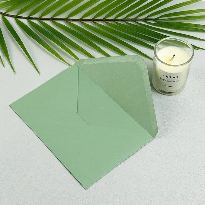50 PCS Sage Green A4 Envelopes for Invitation, 4x6 Envelopes for Cards | Great for Invitations, Photos, Wedding Invitation, Birthday, Baby Shower, Graduation