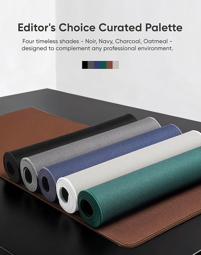 ALOANES Beige Waterproof Desk Mat, Large, with Extended Mouse Mat, Office Desk Protector with Anti-Slip Base, Stitched Edge, Grain Jacquard Surface, Perfect for Gamer, Home, XL,11.81"x27.56"x0.12'