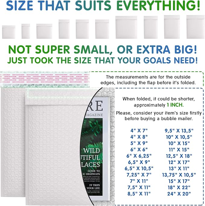 Poly Bubble Mailers, 10.5 x 15 Inch White Padded Mailers, Self Seal Shipping Envelopes, Lightweight Poly Mailer Bags, Waterproof Mailing Bags, Pack of 1000