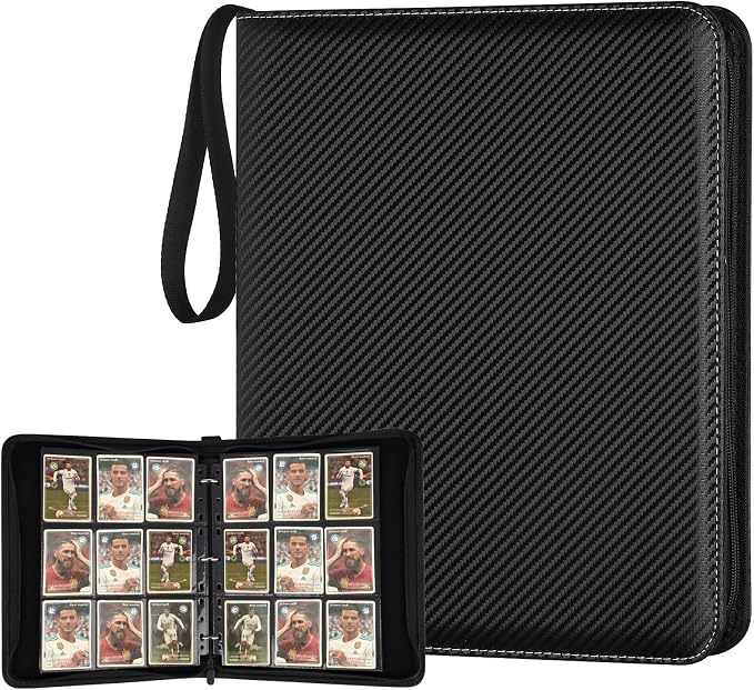 GERMUN 9 Pocket Trading Card Binder,720 Cards,40 Top-Loading Pages, Double Sided Pockets PU Cover Zipper Collection Album Folder for Standard MTG, TCG, Sports Cards(Black)