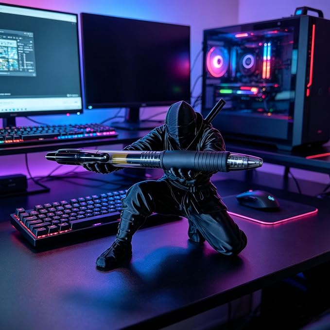 Ninja Pen Holder, Ninja Warrior Pen Holder with Sword and Weapon, 2026 New 3D Printed Desk Organizer Stand with Sculpture, Creative Desktop Organizer Home Office