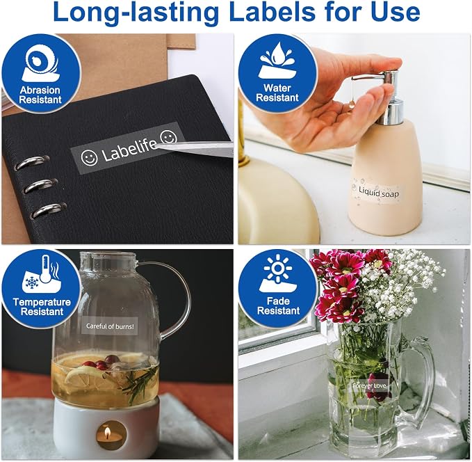 TZ White on Clear Label Tape 24mm Replace for Brother P Touch 1'' TZe-155 | TZe TZ Tape 24mm 0.94 Laminated Clear TZe155 Compatible with Ptouch PTD600 PT-D610BT PT-P710BT Label Maker, 4-Pack