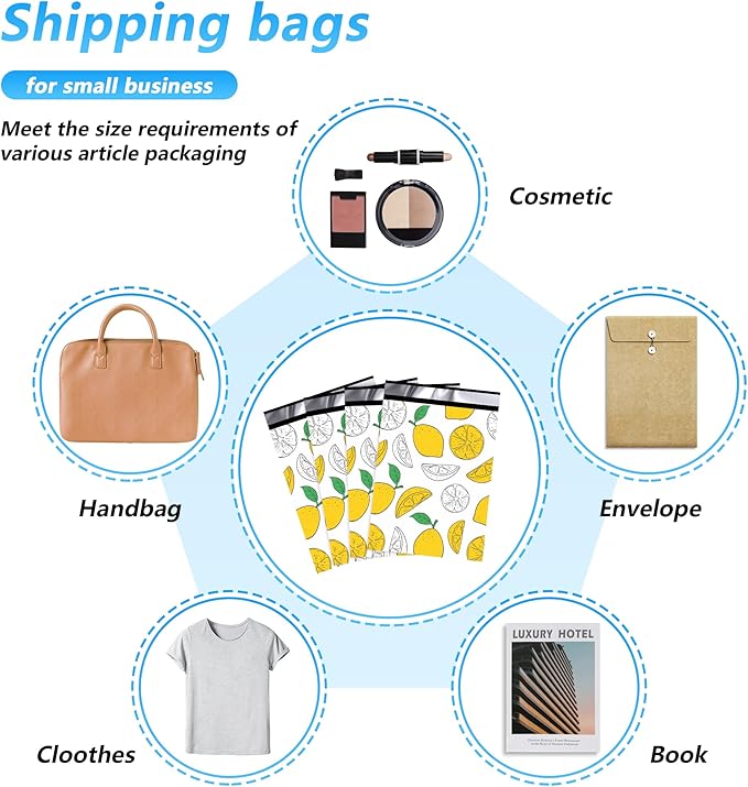 Thank You Poly Mailer 10x13 Inch 25 Pcs, Waterproof and Tear-Resistant Shipping Bags for Clothing, Strong Mailing Bags with Self-Seal, Cute Packaging Bags for Small Business - Lemon