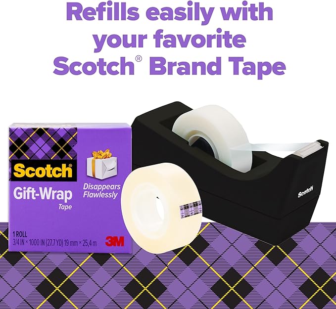 Scotch Gift Wrap Tape with Scotch Desktop Dispenser, 6 Rolls of 3/4" x 1000" Each Plus 1 Desktop Tape Dispenser, Great for Gift Wrapping