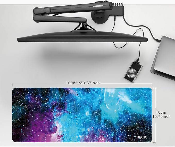 Mydours 40" x 16" Gaming Mouse Pad, XL Full Desk Pad (Purle Universe) | Non-Slip Rubber & Smooth Fabric, Computer Pad Protector, Extended Desk Mat for Gaming, Office, Home, Workingg