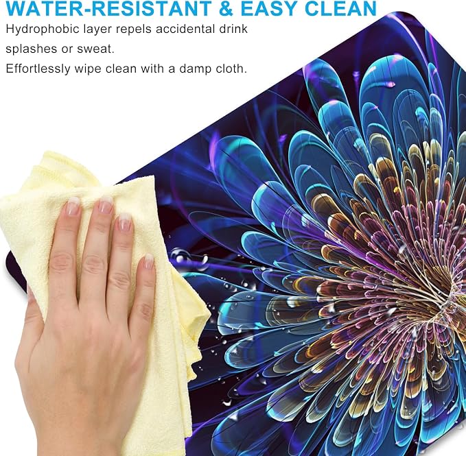 3D Flower Mouse Pad, 9.5"x7.9" Non-Slip 3mm Abstract Desk Mat | Personalized printed square mousepad with 3D flower. Clean-cut flush edges & premium smooth cloth for gaming or office.