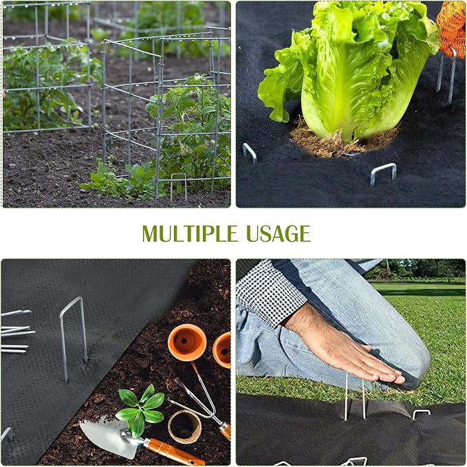 Whonline 560 Pack Landscape Staples 4 Inch, 12 Gauge Garden Staples | Galvanized Ground Stakes U Pins Yard Staples for Weed Barrier Landscape Fabric, Sod, Lawn, Turf, Irrigation Pipe Hose