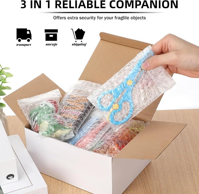 Frienda 300 Pcs Self Adhesive Bubble Bags Packing Pouches, 3" X 5" | Double Wall Clear Protective Wrap, Shockproof for Small Business Shipping Packaging, Cushioned Fragile Items Protection
