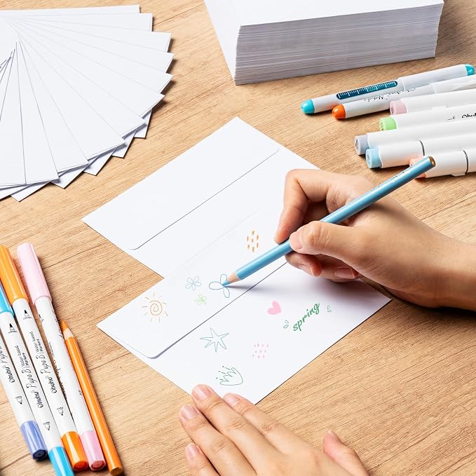 Ohuhu A2 Printable White Self-Seal Envelopes 500-Pack | Bulk A2 4-3/8" x 5-3/4" Envelopes for 4.25x5.5 Cards RSVP Christmas Cards Wedding Invitations Photo Baby Shower