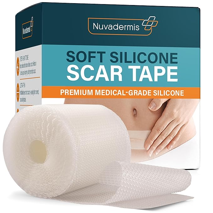 NUVADERMIS Clear Silicone Scar Tape for Surgical Scars - 120" x 1.5" Roll - Extra Long Scar Sheets for C-Section, Tummy Tuck, Keloid, and Surgical Scars - Reusable Medical Grade Silicone Scar Tape