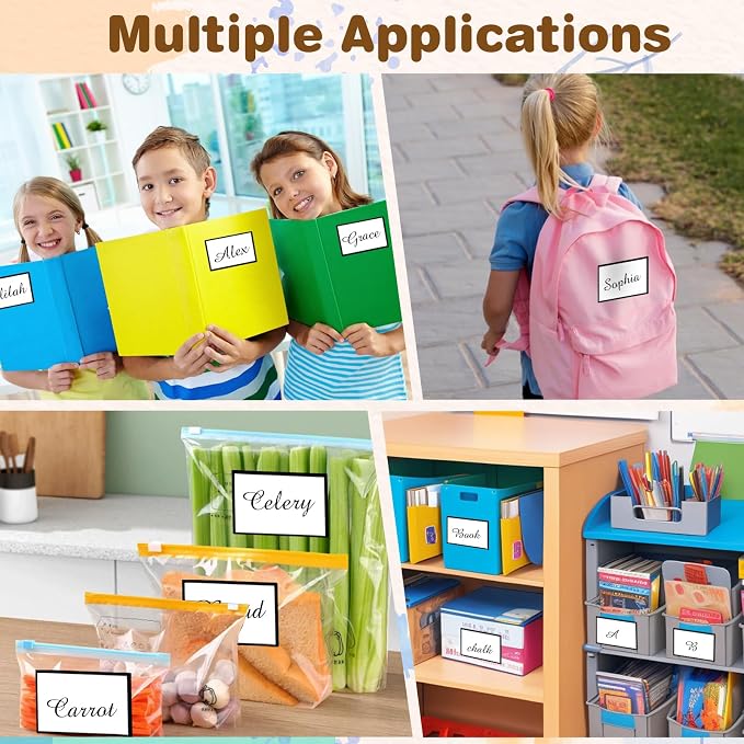 Starboling Plain Name Tag Stickers, 200 Pcs 3"x2" Black with Colorful Border, for Office, Meeting, School & Home
