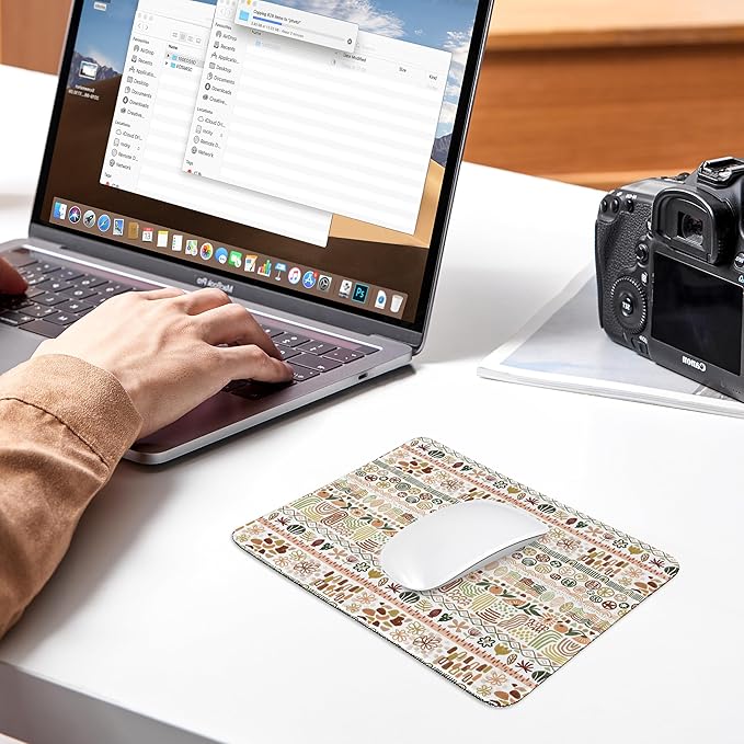 Premium Stitched Mouse Pad 10.2 x 8.3 in | Smooth, Washable Desk Mat with Non-Slip Base | Personalized Cute MousePads for Gaming,Work,Laptop, Computer, Office, Home (Bohemian Style)