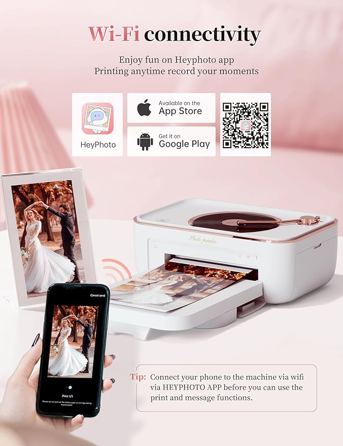 HPRT Photo Printer 4x6,+20 Sheets&1Ribbon White, Portable Instant Picture Printer for iPhone, Android, Audio Function, Thermal Dye-Sublimation, AR Video Printing,Wi-Fi Wireless Photo Printers