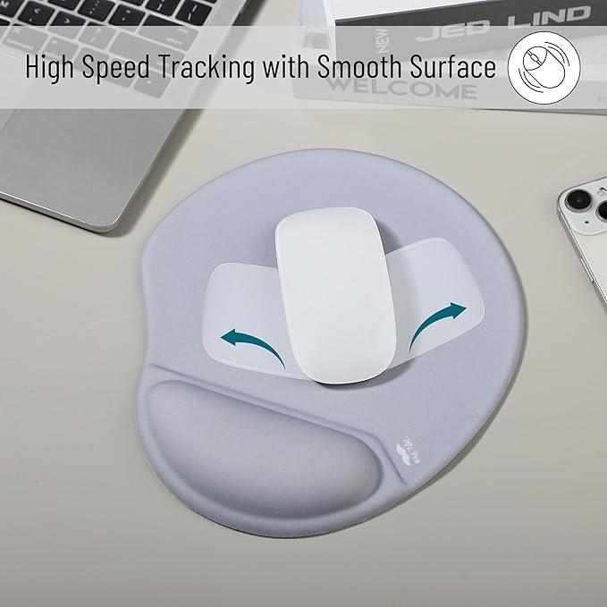Mr. Pen- Ergonomic Mouse Pad with Wrist Rest, Light Gray Breathable Fabric with Memory Foam Cushion, Non-Slip Rubber Base, Gel Mouse Pad with Wrist Support