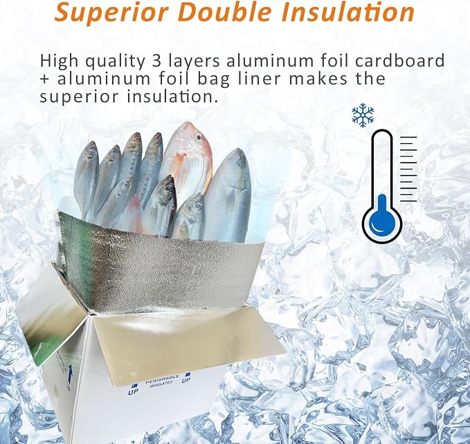 Insulated Cold Shipping Boxes with Liners, 4 Pack 19'' x 12'' x 16'', for Perishable Frozen Food, White (TB191216L-4)