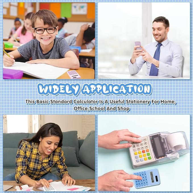 LEIFIDE 24 Pack Pocket Calculator Small Bulk Basic 4 Function Calculator 8 Digit Display Battery Powered for Desktop Home Office School Student Kids (Macaron Colors)