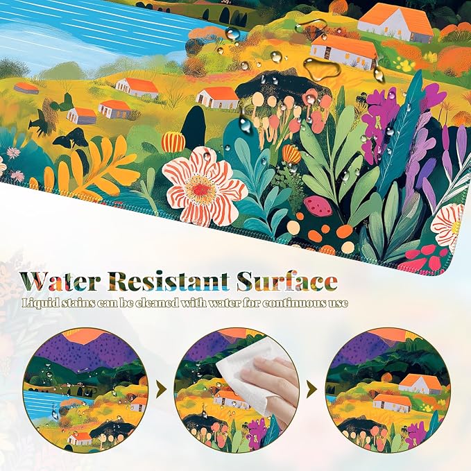 iCasso Large Gaming Mouse Pad 35"x16",Waterproof Desk Mat,Oil Painting | Non-Slip Rubber Base and Stitched Edges, Extended Keyboard Mousepad for Computer, Home Workspace