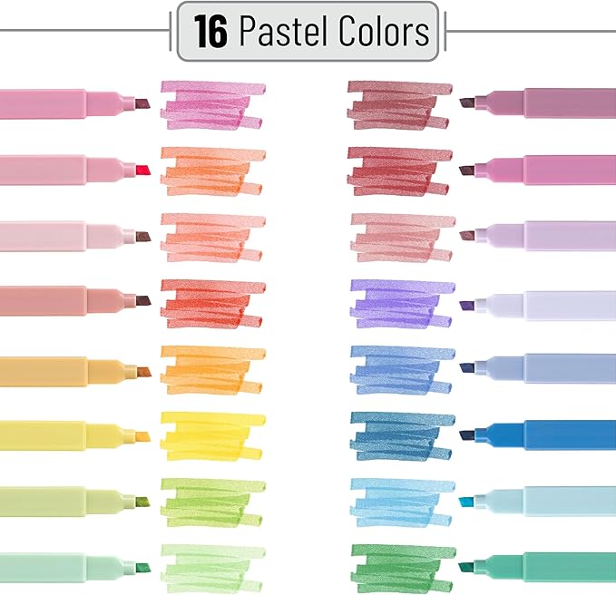 Mr. Pen- Aesthetic Highlighters, 16 pcs, Chisel Tip, Assorted Colors, No Bleed Bible Highlighter Pastel, Pastel Highlighter Set, Bible Highlighters and Pens No Bleed, Bible Markers, Mother's Day