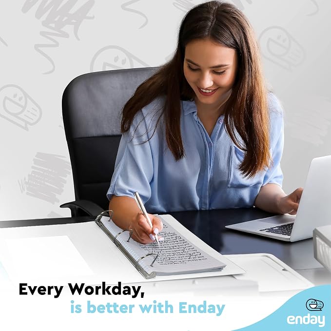 Enday 2 Inch 3 Ring Binder, White Heavy Duty Three Ring Binder, 480 Sheets Capacity - 2 Inch Binder for Home School and Office.