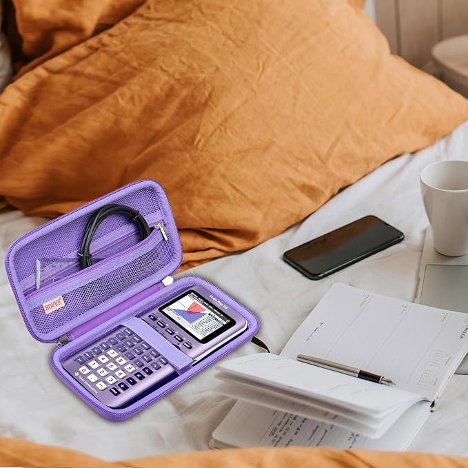 BOVKE Case for TI-84 Plus CE/TI-84 Evo/TI-84 Plus/TI-83 Plus/CE Calculator | Texas Instruments TI-84 Plus CE/TI-84 Evo/TI-84 Plus/TI-83 Plus Color Graphing Calculator Shockproof Carrying Case, Purple