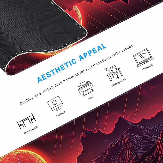 Red Mountain Large Mouse Pad Mountain Pattern Gaming Extended XL Mousepad Big Computer Keyboard Desk Mat for Non-Slip Rubber for Gaming and Office 31.5x11.8inch