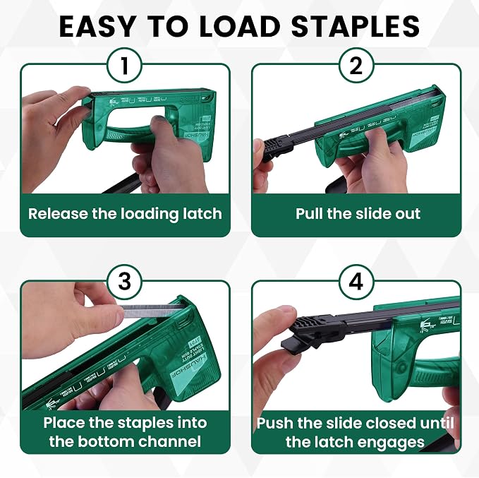 HAUSHOF Light Duty Staple Gun, Upholstery Staple Gun with 800PCS JT21 Staples and Stapler Remover, Fits JT21 Staple of 1/4'', 5/16'' & 3/8'', Used for Wood, Classroom, Crafts, DIY (Green Transparent) | Upholstery Staple Gun Fits JT21 Staple of 1/4'', 5...